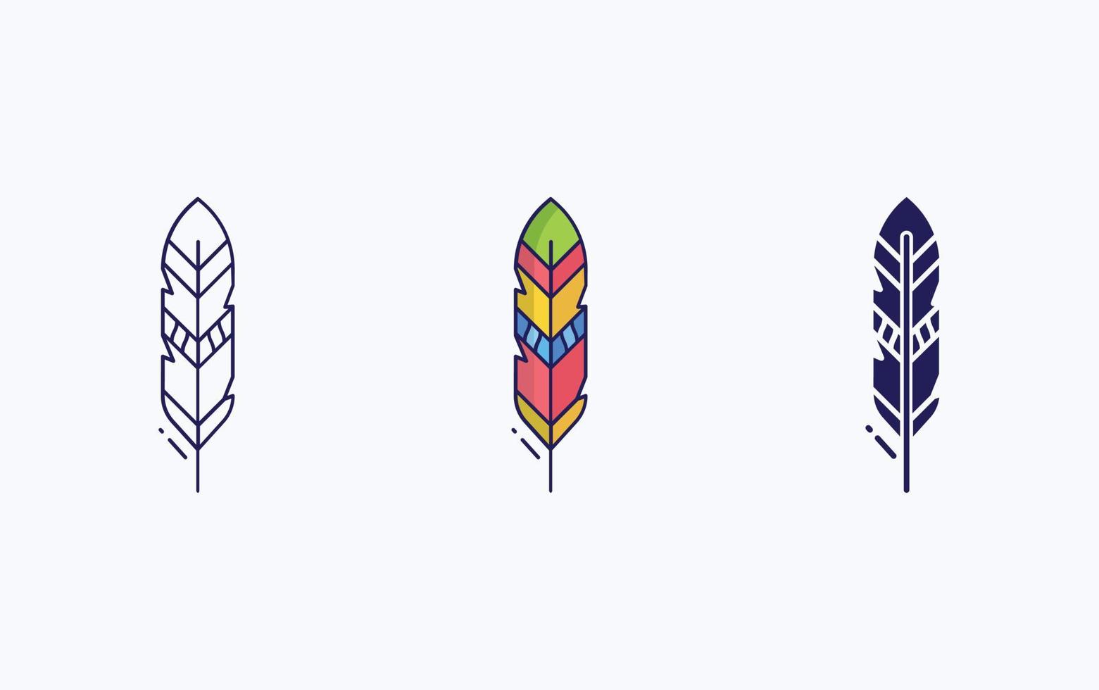 Feather line and glyph icon, vector illustration