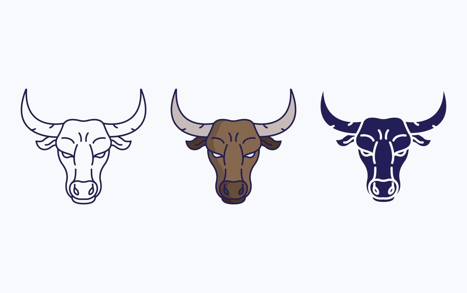 Bull face line and glyph icon, vector illustration