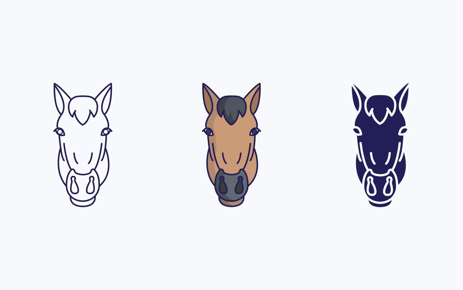 Horse face line and glyph icon, vector illustration