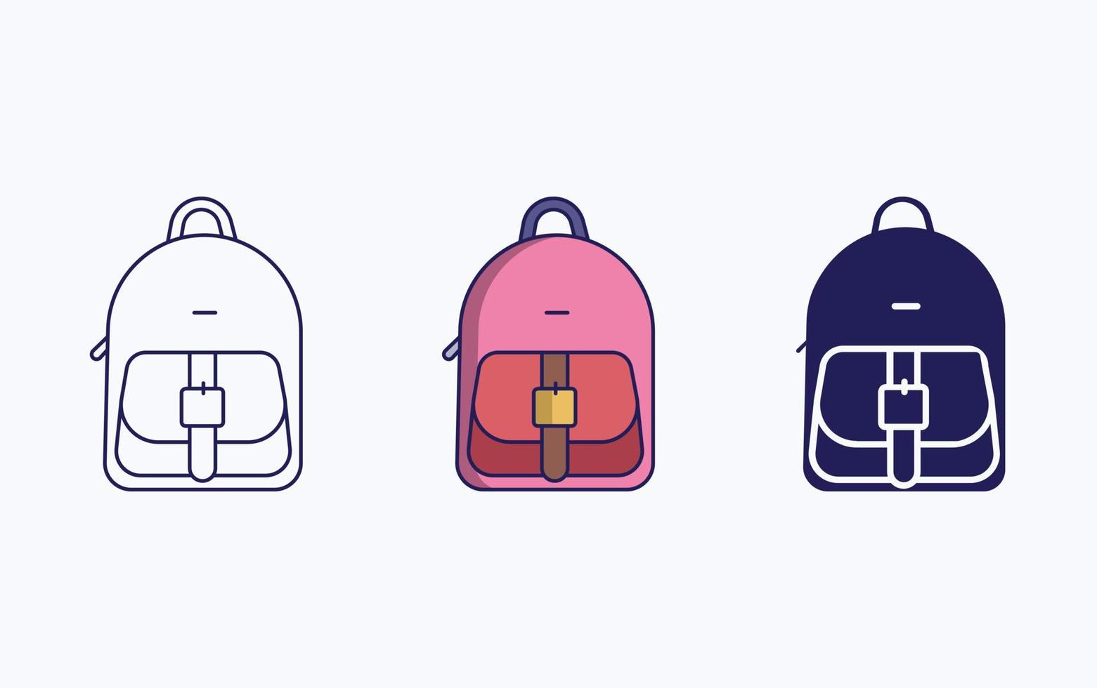 Backpack line and glyph icon, vector illustration