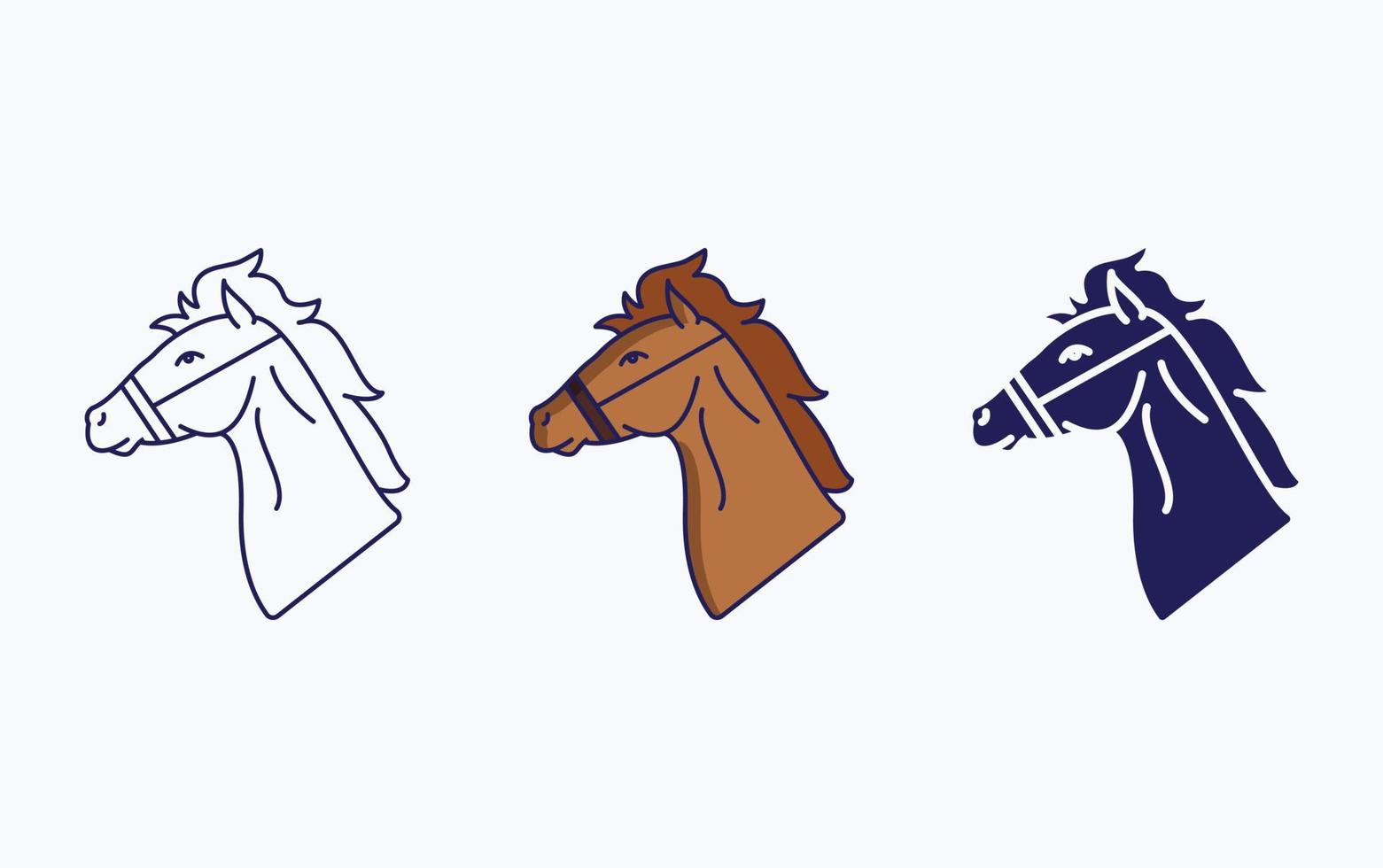 Horse line and glyph icon, vector illustration