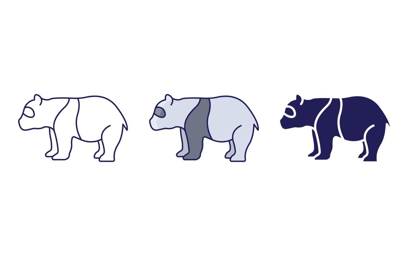 Panda line and glyph icon, vector illustration