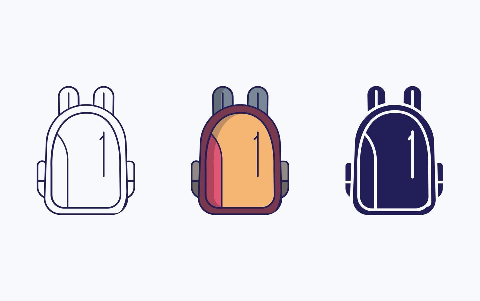 Backpack line and glyph icon, vector illustration