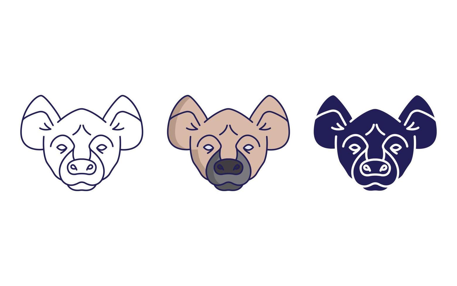 Hyena face line and glyph icon, vector illustration