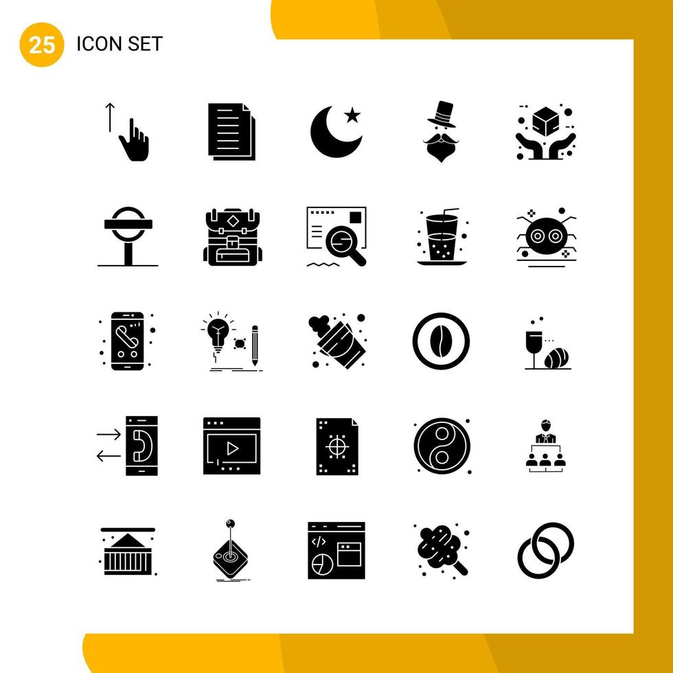 25 Icon Set Solid Style Icon Pack Glyph Symbols isolated on White Backgound for Responsive Website Designing vector