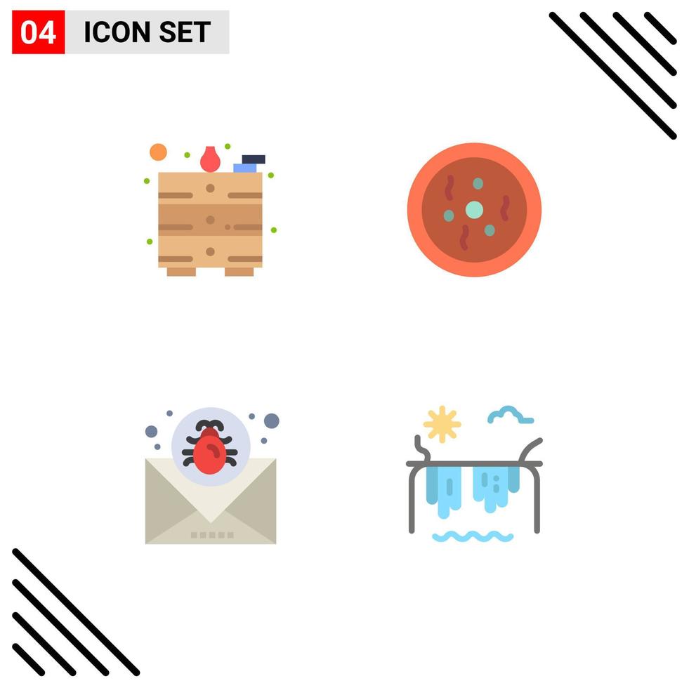 4 iconos planos universales signos símbolos de dibujar correo electrónico química ciencia mensaje elementos de diseño vectorial editables vector