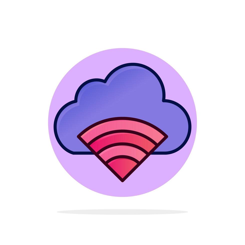 conexión a la nube señal wifi círculo abstracto fondo color plano icono vector