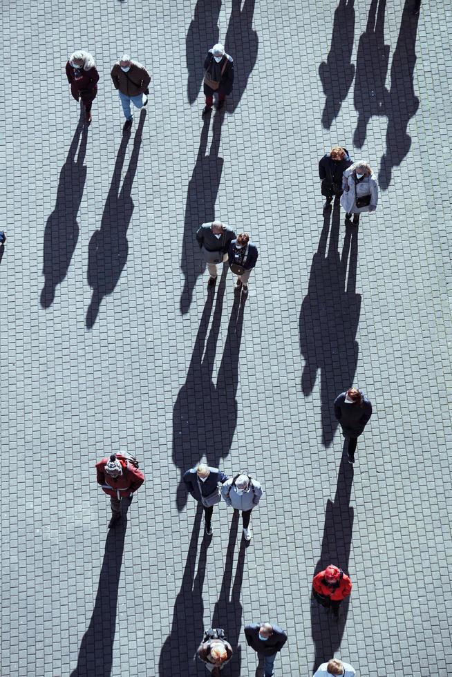 Bilbao, Vizcaya, Spain, 2022 - large group of people walking around the city, Bilbao city, basque country, spain photo