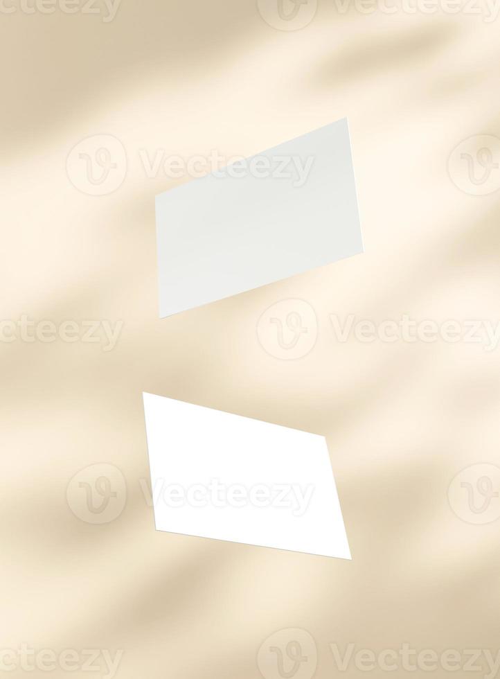 3D blank business cards. Mockup scene. Template for branding identity. 3D rendering. photo