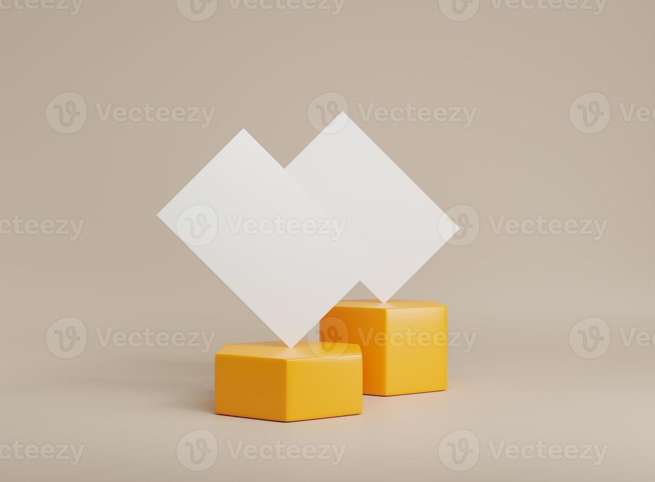 3D blank business cards. Mockup scene. Template for branding identity. 3D rendering. photo