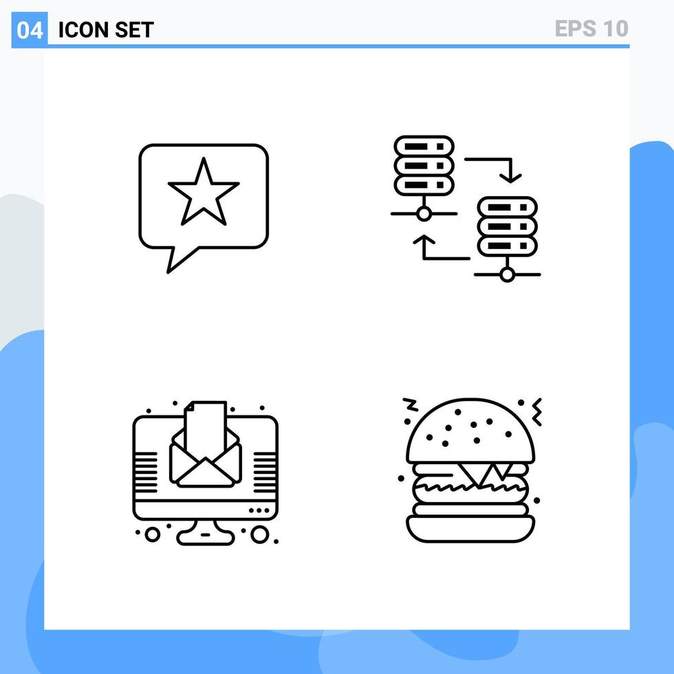 Modern 4 Line style icons Outline Symbols for general use Creative Line Icon Sign Isolated on White Background 4 Icons Pack vector