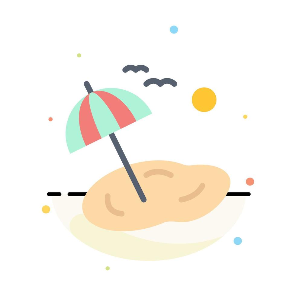 Beach Palm Tree Spring Abstract Flat Color Icon Template vector