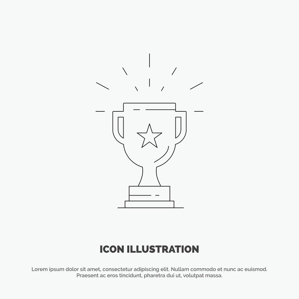 Trophy Achievement Award Business Prize Win Winner Line Icon Vector