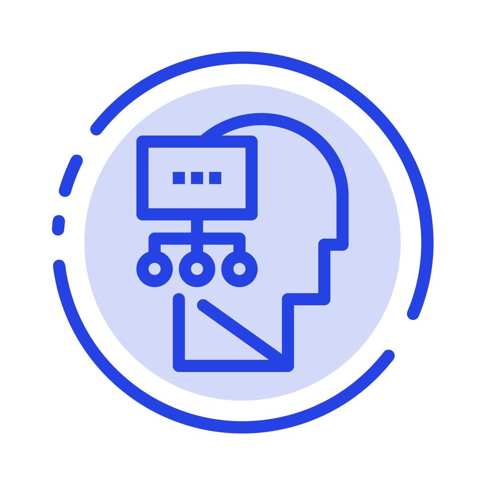 Planning Theory Mind Head Blue Dotted Line Line Icon vector