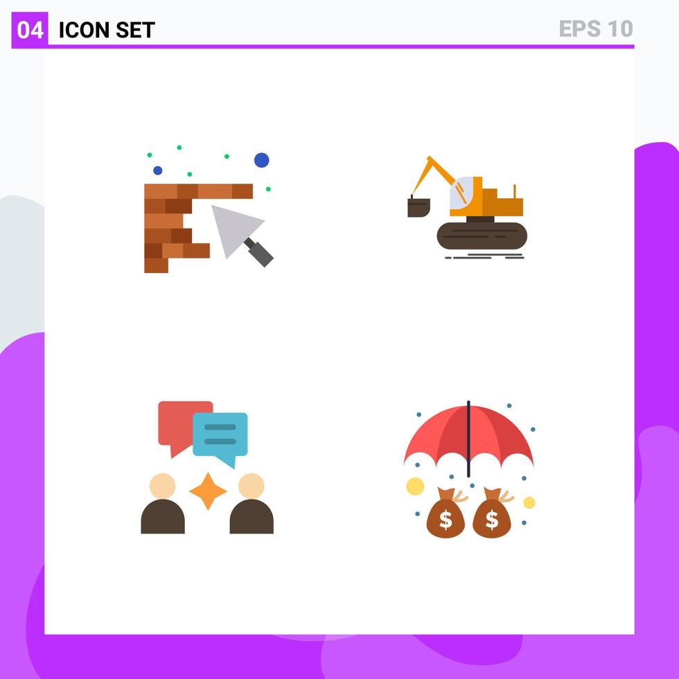 4 Creative Icons Modern Signs and Symbols of wall group trowel lift deposit Editable Vector Design Elements