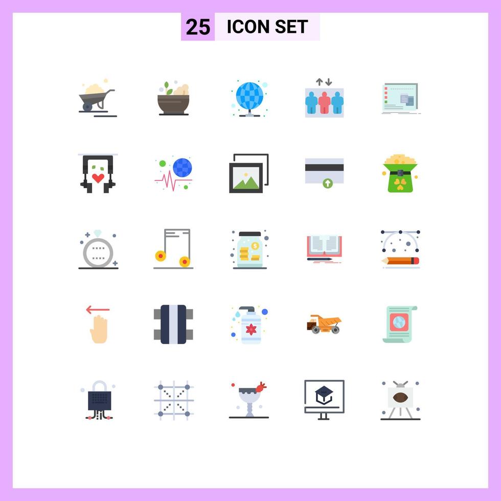 25 User Interface Flat Color Pack of modern Signs and Symbols of mac lift soup group server Editable Vector Design Elements