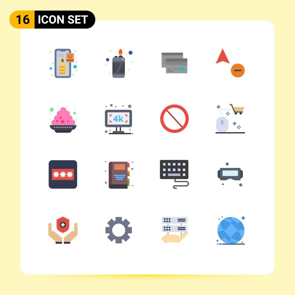 Set of 16 Modern UI Icons Symbols Signs for colour copy banking minus finance Editable Pack of Creative Vector Design Elements