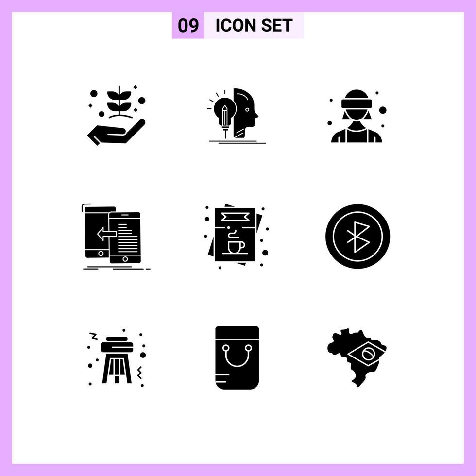 Set of 9 Modern UI Icons Symbols Signs for move mobile programming transfer vr glasses Editable Vector Design Elements