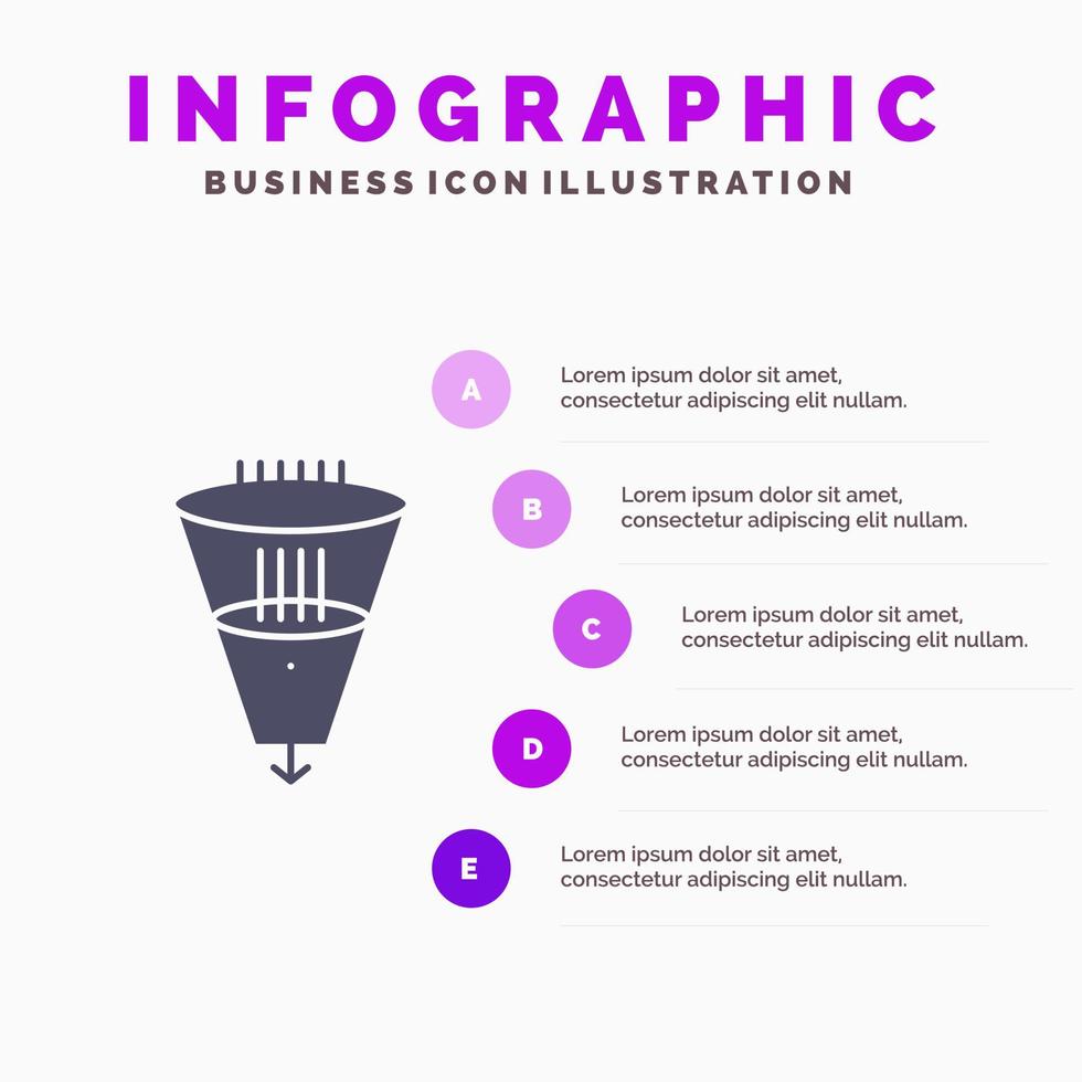 Data Filter Filtering Filtration Funnel Solid Icon Infographics 5 Steps Presentation Background vector