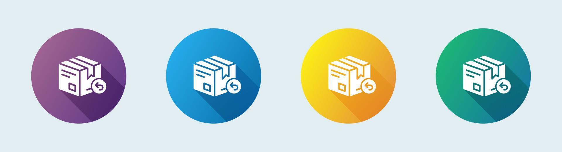 Return package solid icon in flat design style. Parcel signs vector illustration.