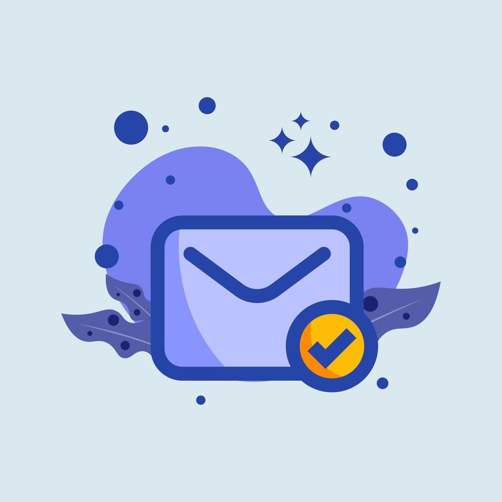 Sent message flat illustration. Completed signs vector illustration.