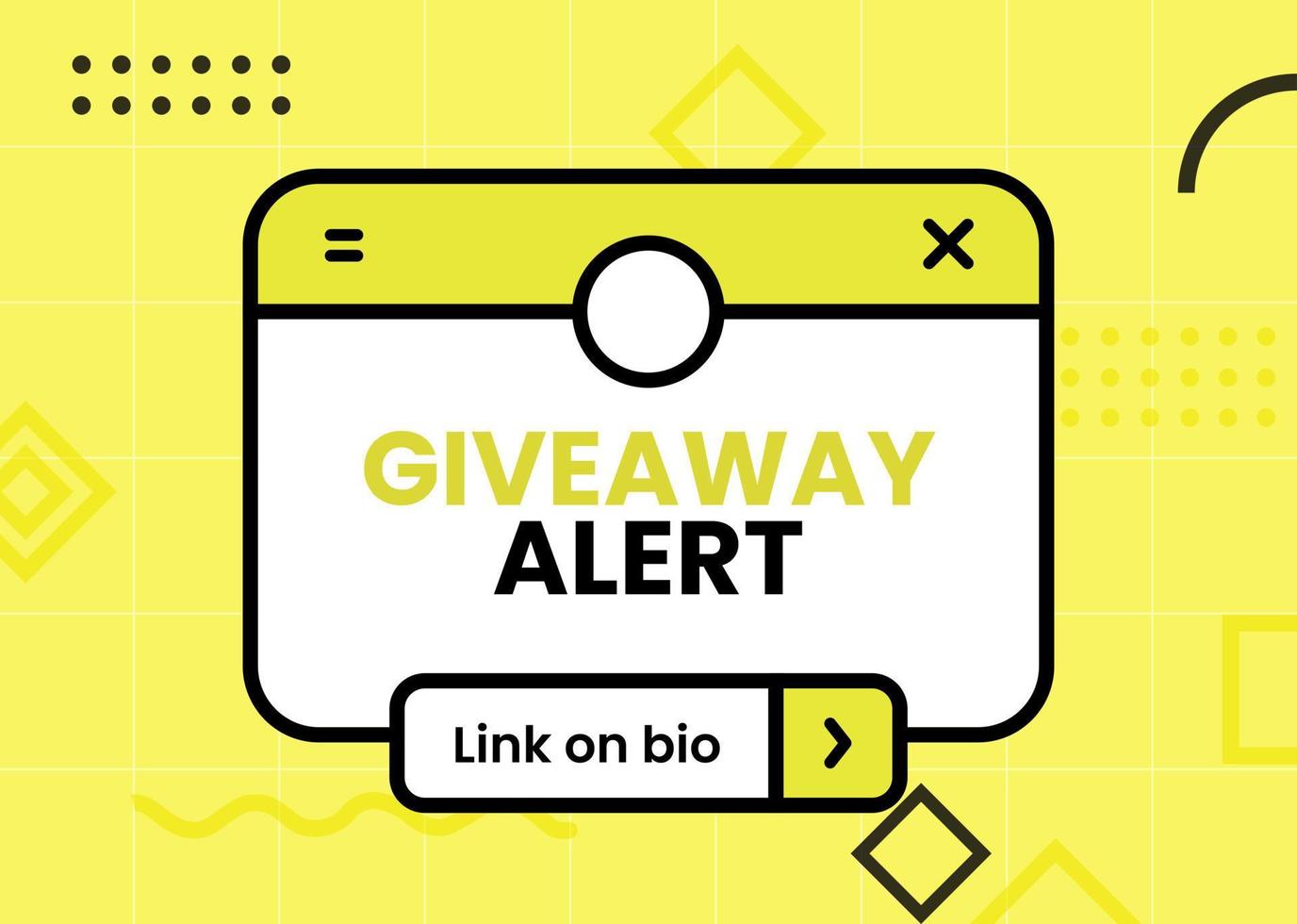 Giveaway event poster in nostalgic design style. Social media promotion illustration. vector