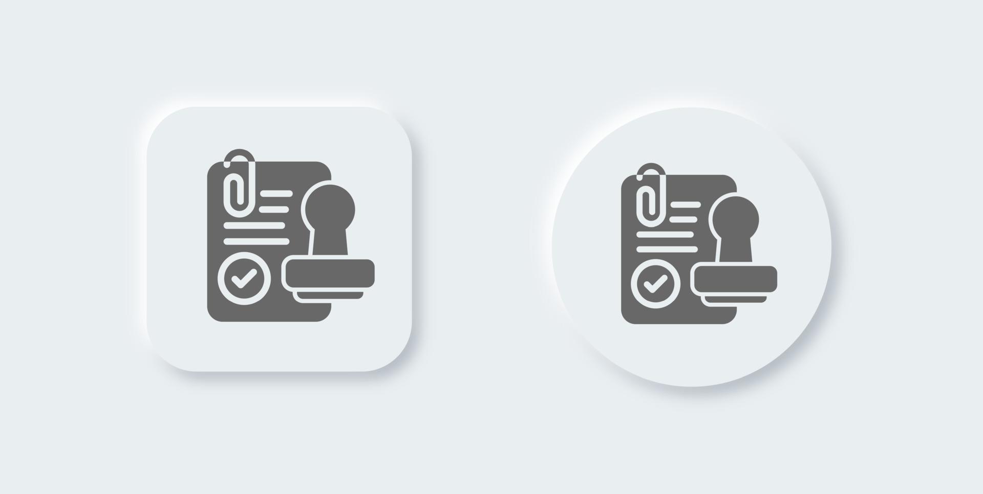 Stamp solid icon in neomorphic design style. Approval signs vector illustration.