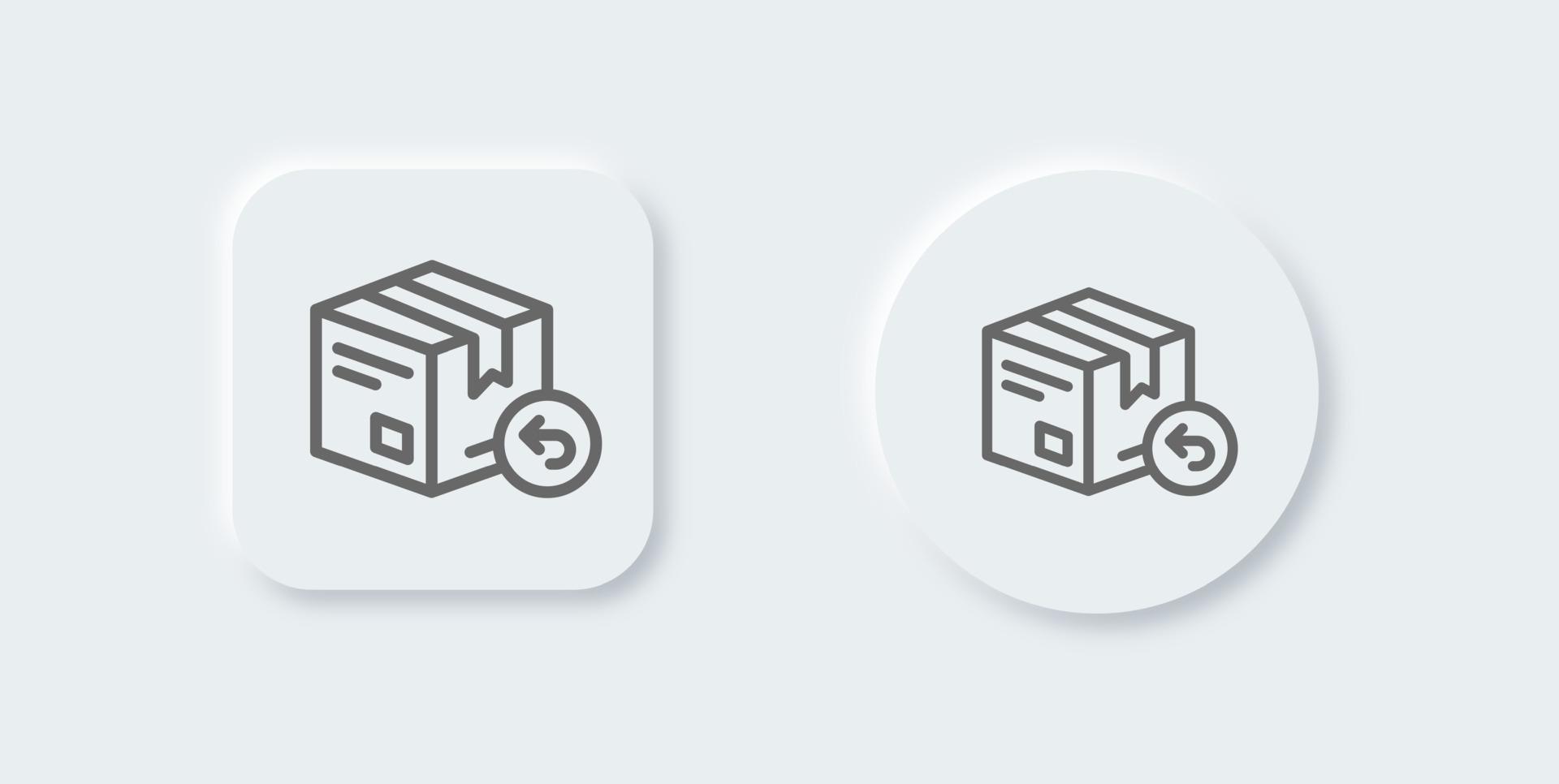 Return package line icon in neomorphic design style. Parcel signs vector illustration.