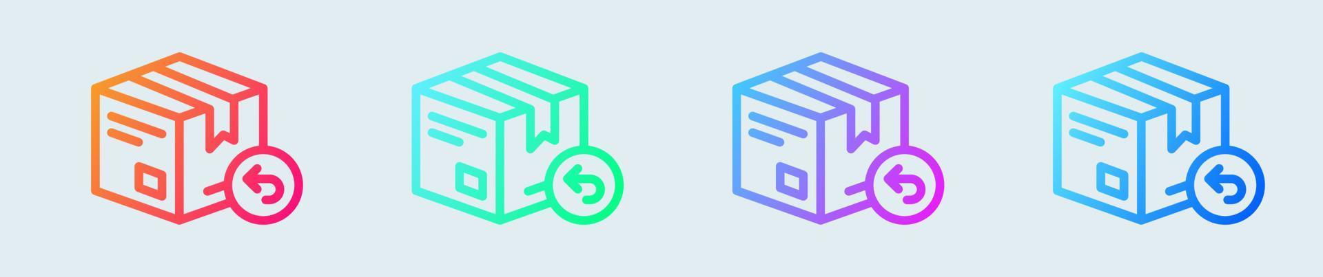 Return package line icon in gradient colors. Parcel signs vector illustration.