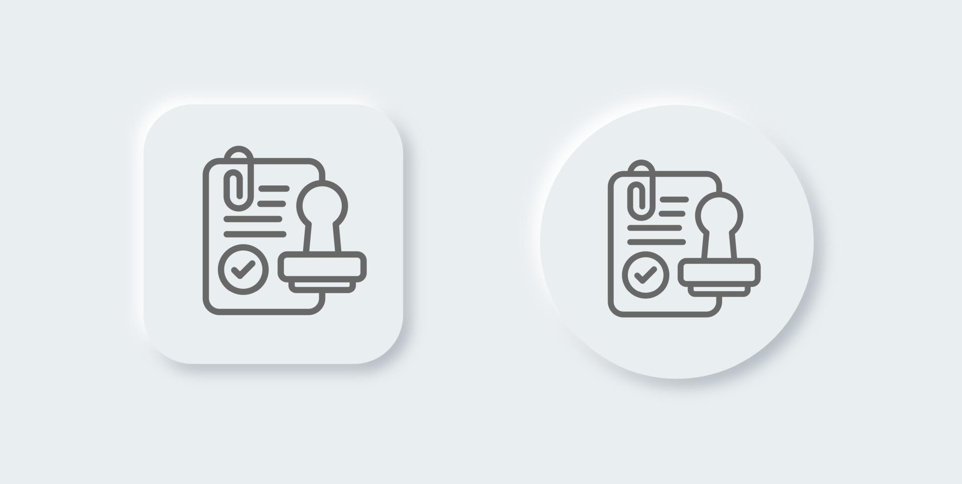 Stamp line icon in neomorphic design style. Approval signs vector illustration.