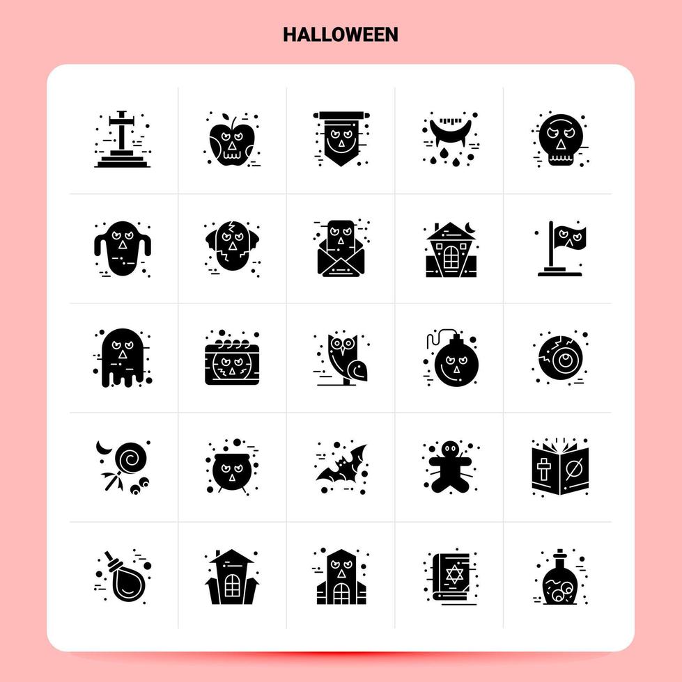 sólido 25 conjunto de iconos de halloween diseño de estilo de glifo vectorial conjunto de iconos negros diseño de ideas de negocios web y móvil ilustración vectorial vector