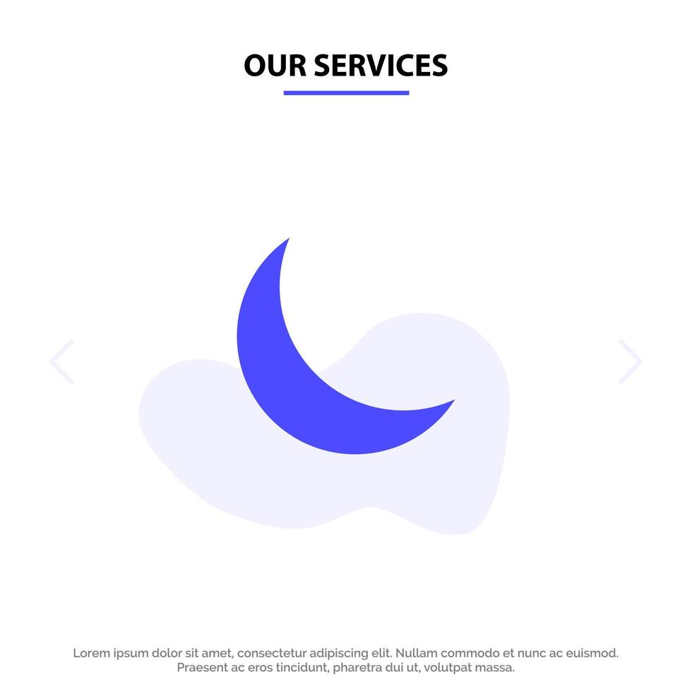 Our Services Moon Night Sleep Natural Solid Glyph Icon Web card Template vector