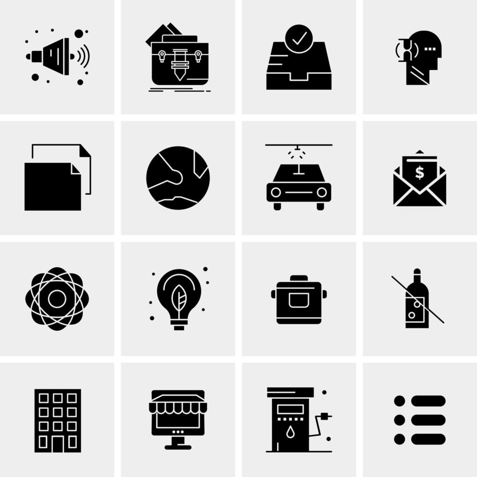 16 iconos de negocios universales vector ilustración de icono creativo para usar en proyectos relacionados con la web y dispositivos móviles