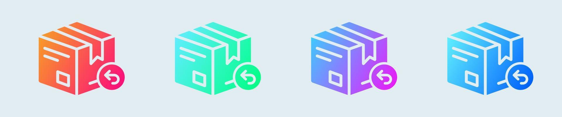 Return package solid icon in gradient colors. Parcel signs vector illustration.