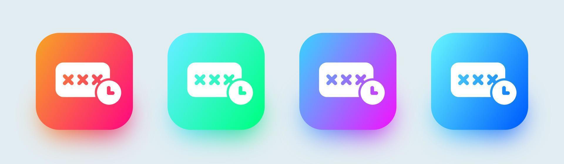 Temporary password solid icon in square gradient colors. Access signs vector illustration.