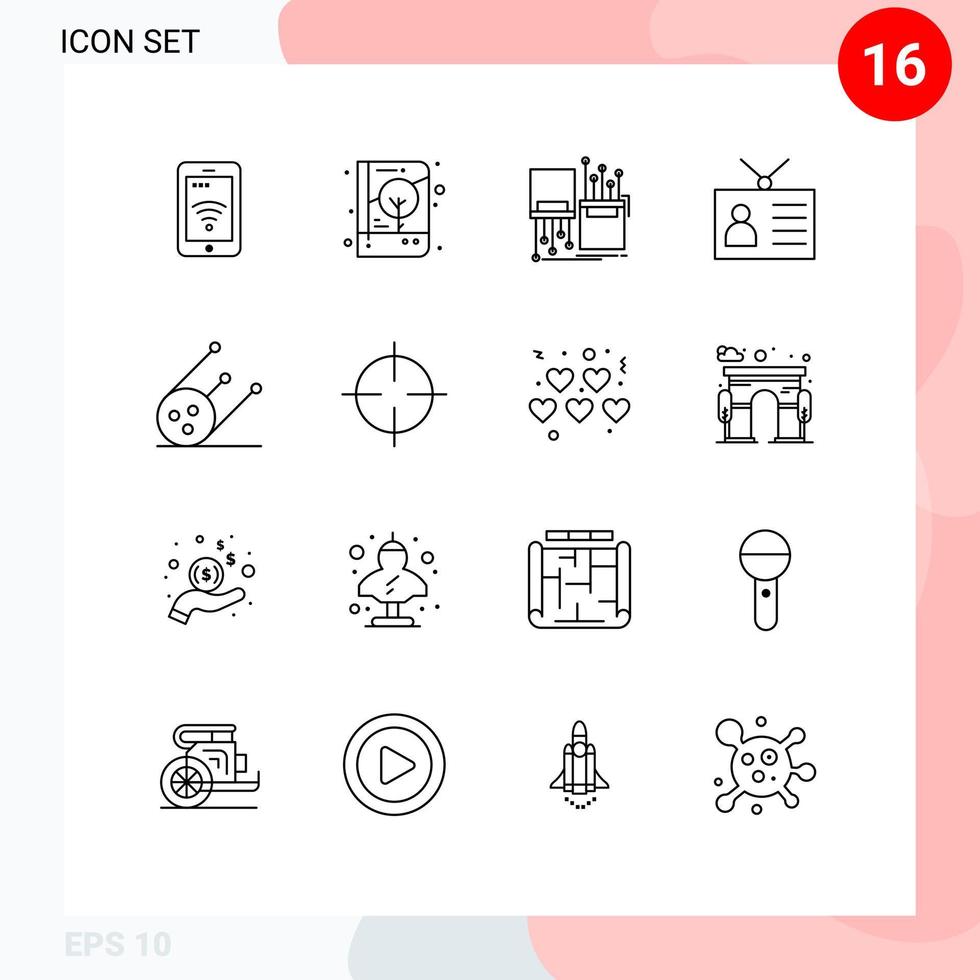 Pictogram Set of 16 Simple Outlines of retro television global network print ancient tv lane Editable Vector Design Elements