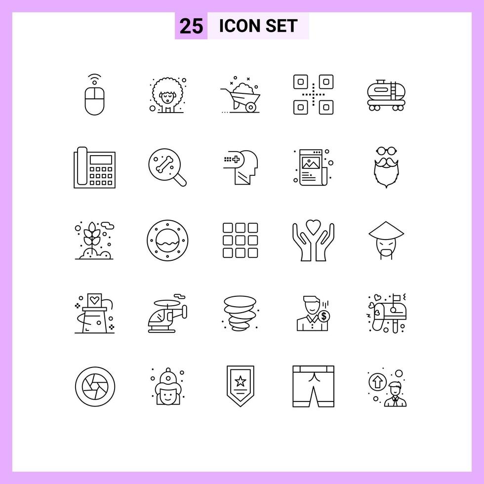 25 User Interface Line Pack of modern Signs and Symbols of tank japanese food barrow food and restaurant fish Editable Vector Design Elements