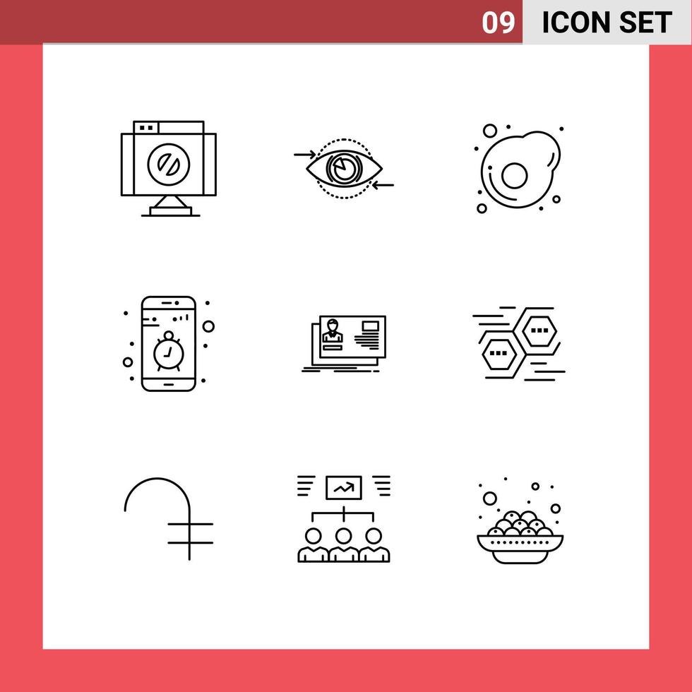 Stock Vector Icon Pack of 9 Line Signs and Symbols for id smartphone plan mobile app Editable Vector Design Elements