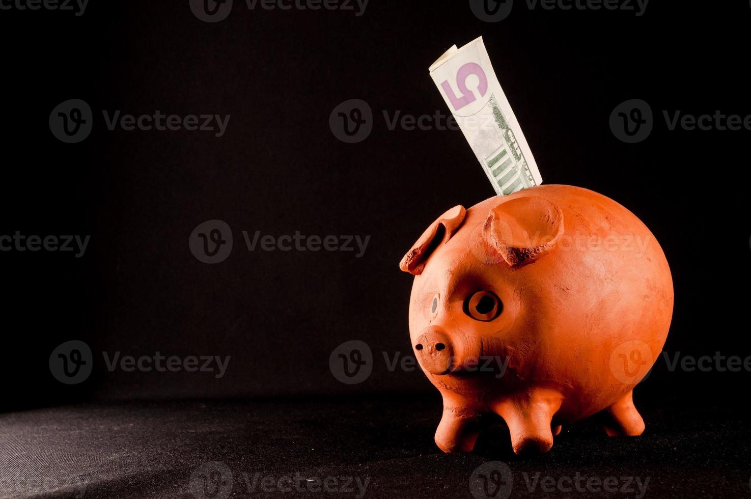 Piggy bank with money photo