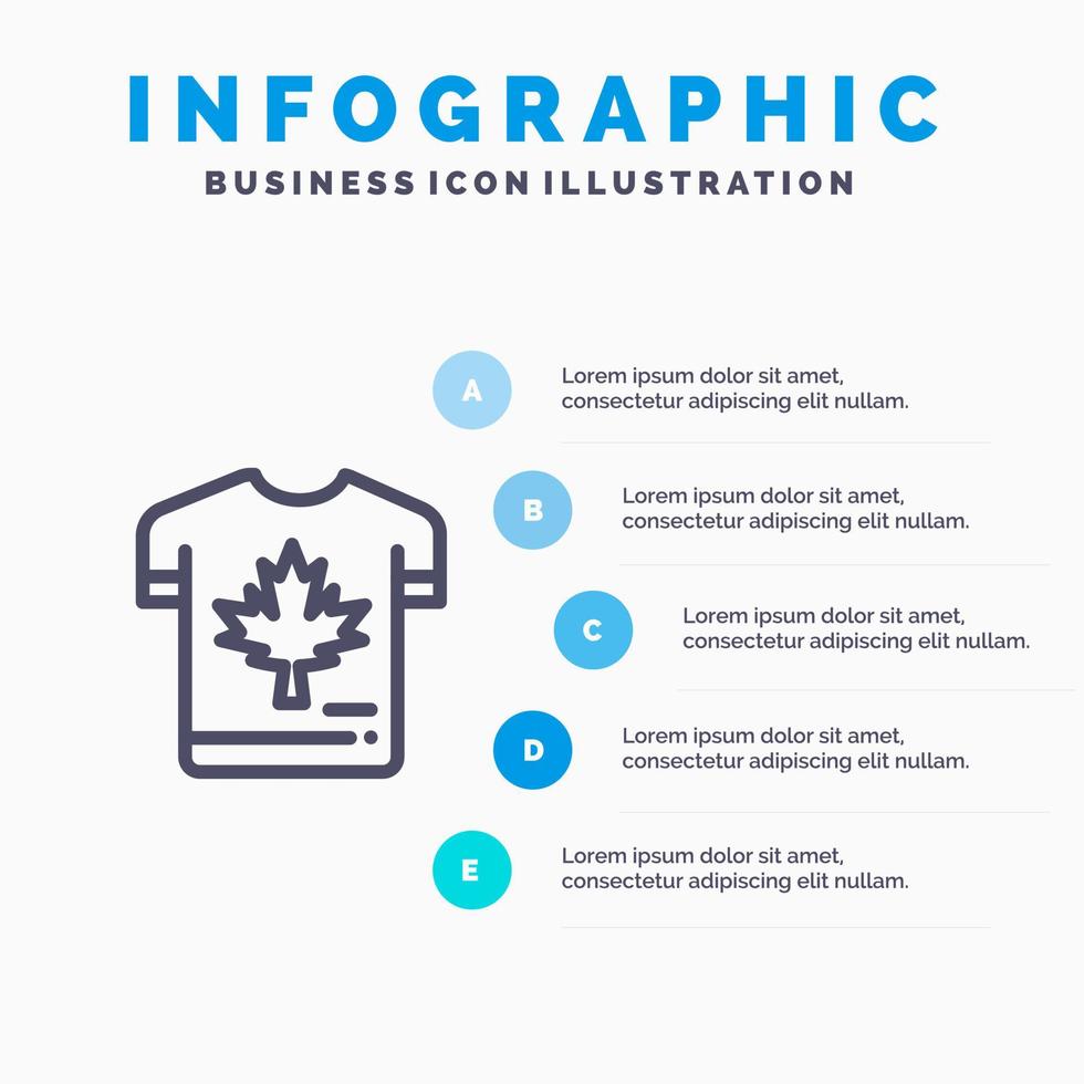 Shirt Autumn Canada Leaf Maple Line icon with 5 steps presentation infographics Background vector