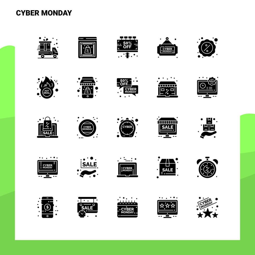 25 Cyber Monday Icon set Solid Glyph Icon Vector Illustration Template For Web and Mobile Ideas for business company