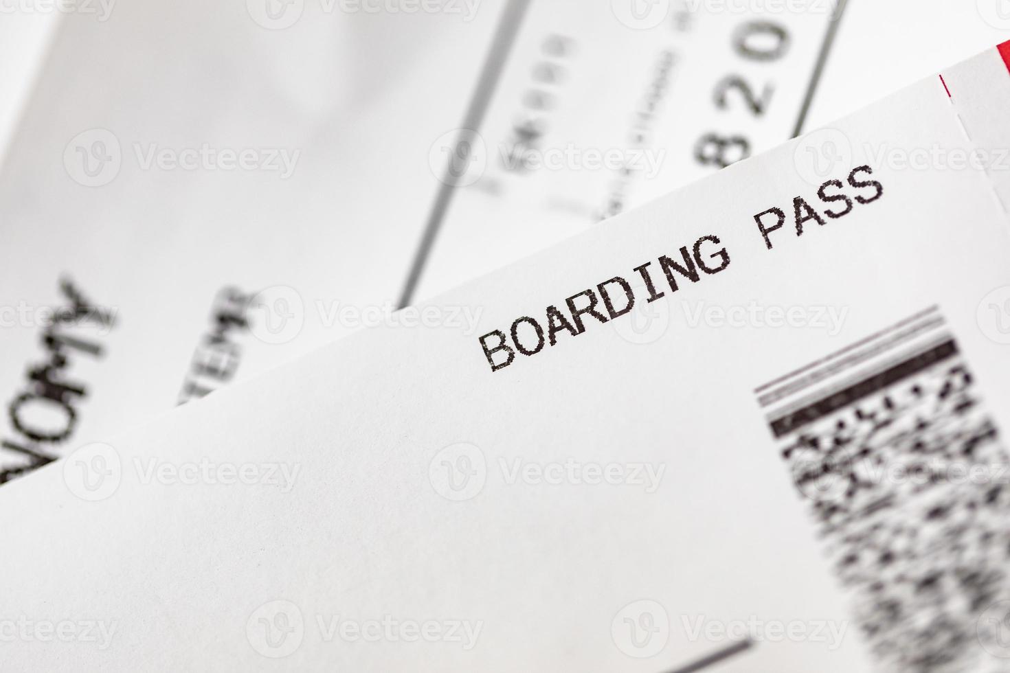 Airline boarding pass tickets, flight details and fly documents. Close up of airline boarding pass with copy space, empty space for your text photo