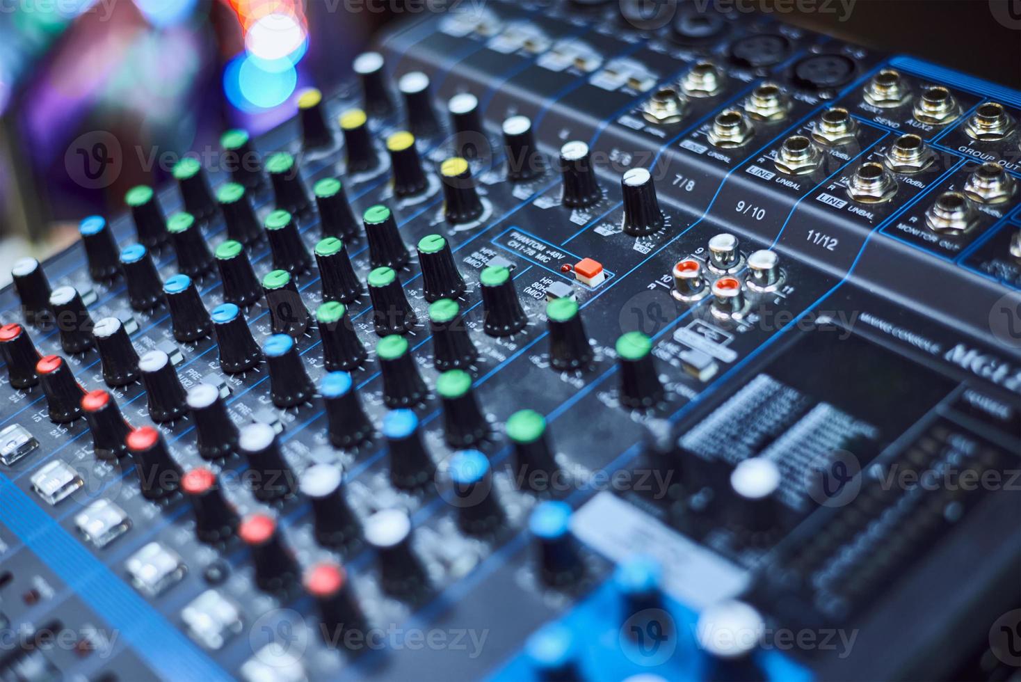 Audio music mixer console on black background. Sound mixing desk 15178358 Stock Photo at Vecteezy