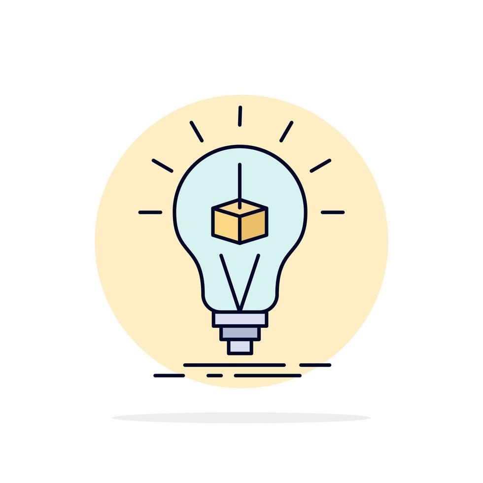 3d Cube idea bulb printing box Flat Color Icon Vector