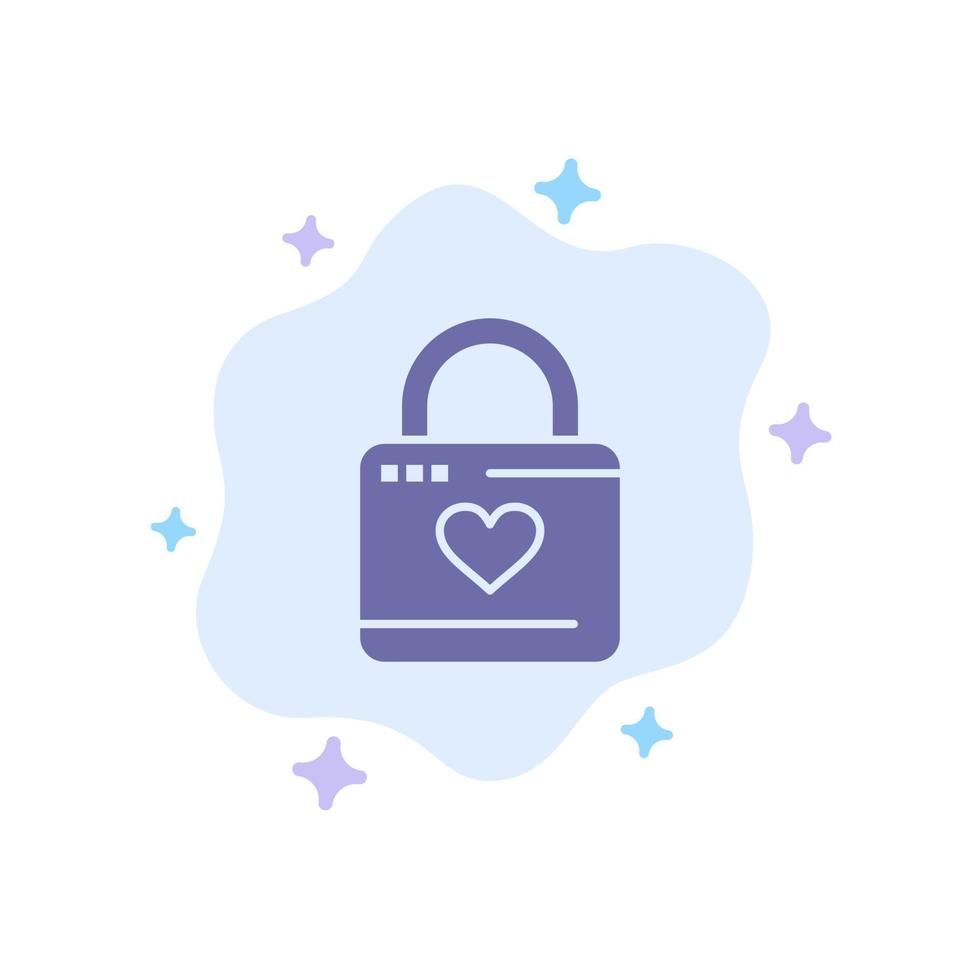 Lock Locker Heart Heart Hacker Heart Lock Blue Icon on Abstract Cloud Background vector