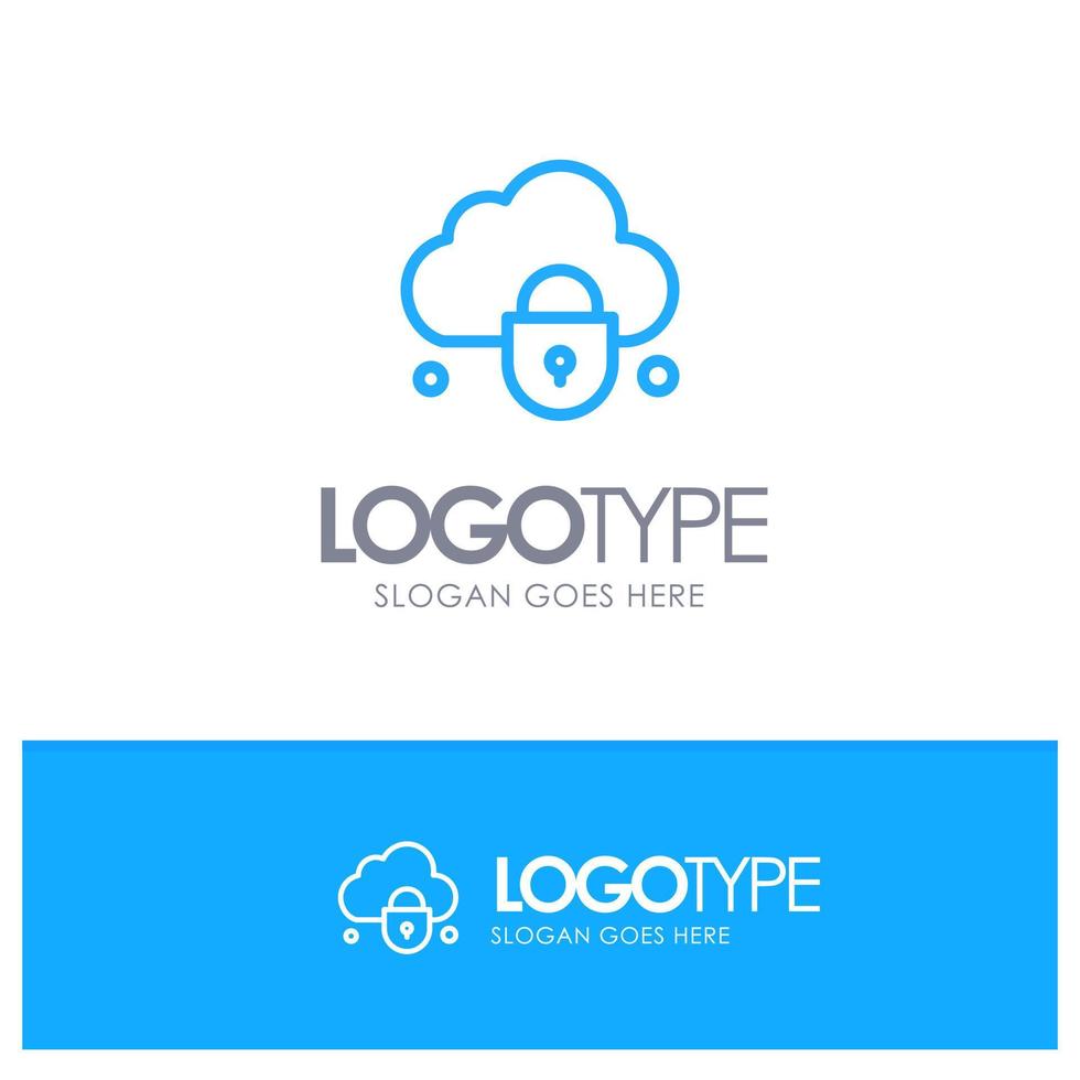 Internet Cloud Lock Security Blue outLine Logo with place for tagline vector