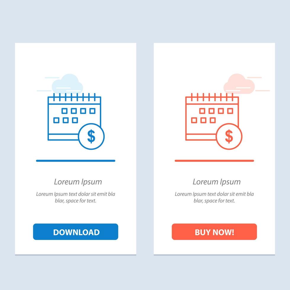Calendar Banking Dollar Money Time Economic  Blue and Red Download and Buy Now web Widget Card Template vector