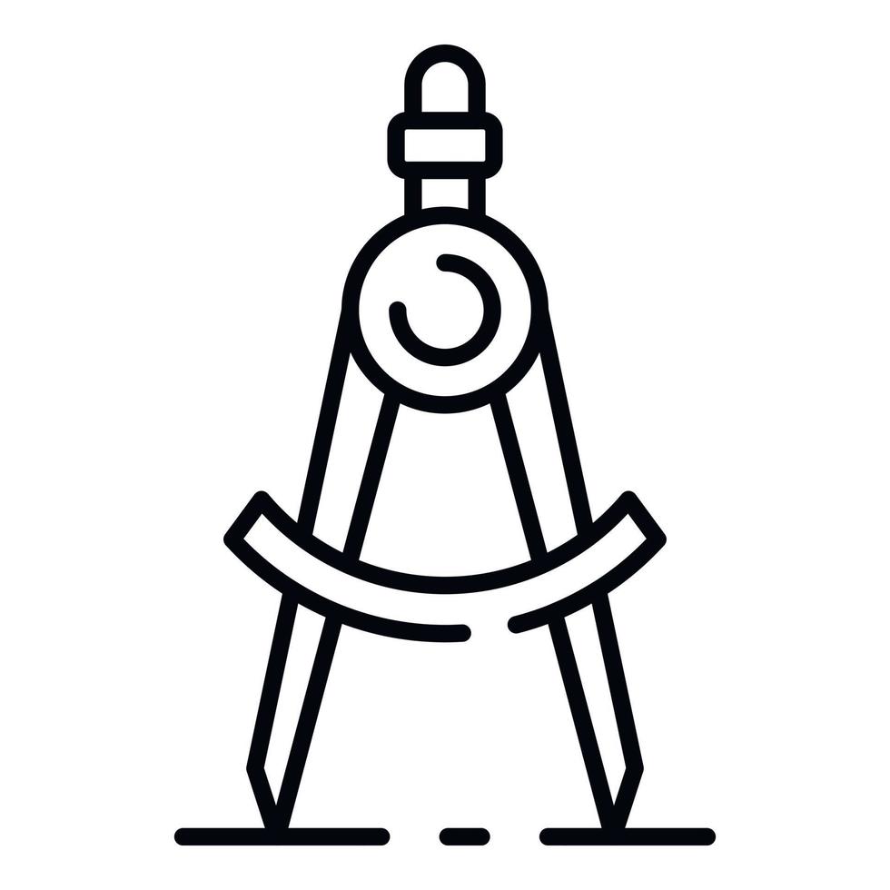 Metal draw compass icon, outline style vector