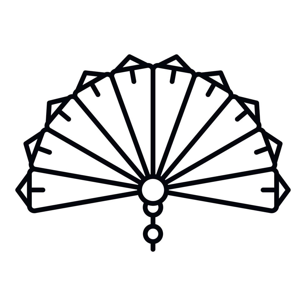 Paper handheld fan icon, outline style vector