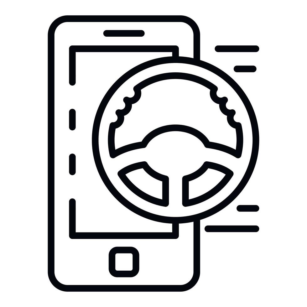 Smartphone car sharing icon, outline style vector